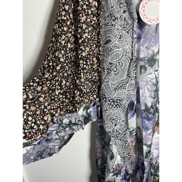 Umgee NWT Lavender Boho Ditsy Floral Kimono Boutique Gypsy Kimono Duster S M L - Picture 6 of 7